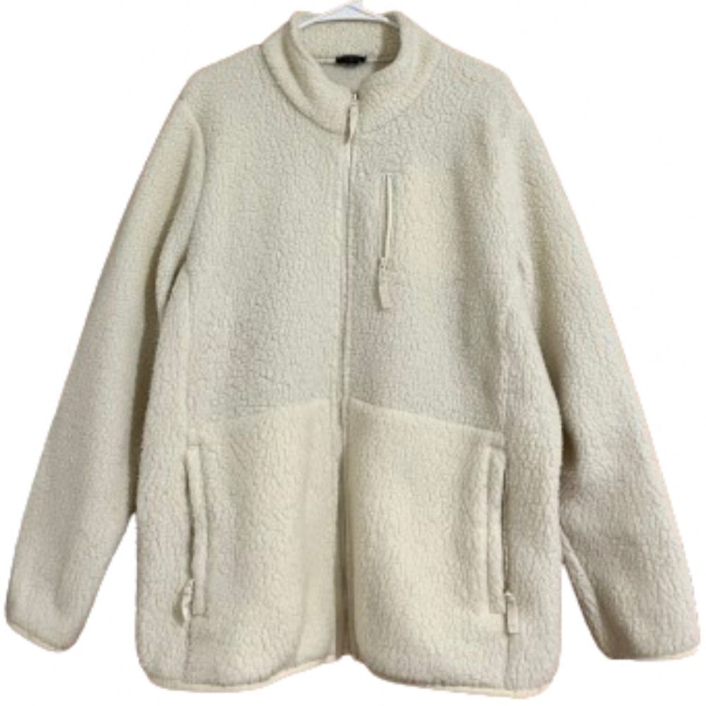 Talbots Women’s Plus Cream White Fluffy Fall Winter Casual Jacket Sz-XXXL
